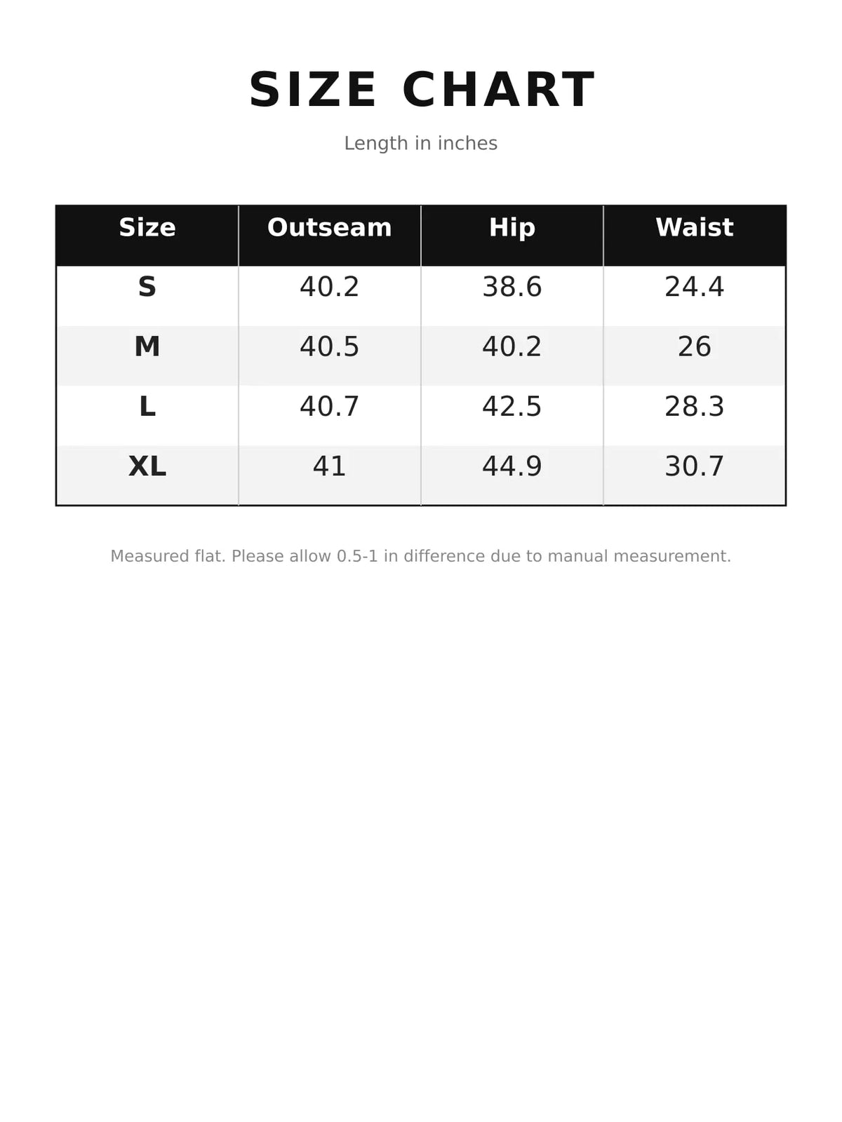 Ribbed Knit Long Sleeve Top and Pants Loungewear Set — size and measurement chart