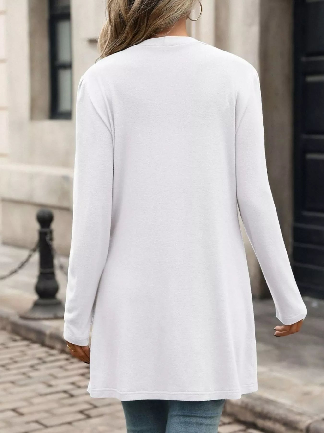 Trendsi V-Neck Button-Up Long Sleeve Cardigan with Pockets -