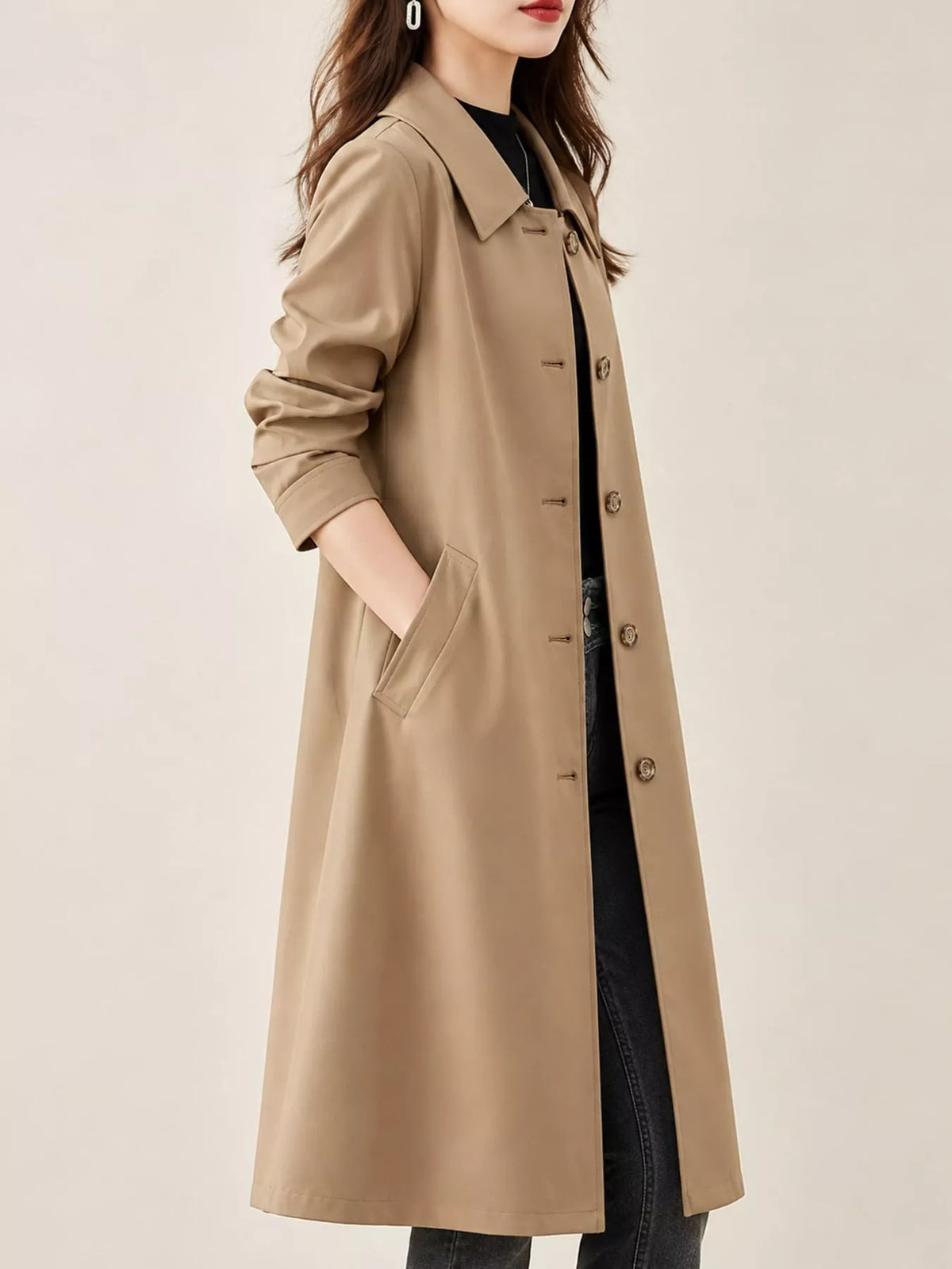 Button-Up Longline Coat — side view