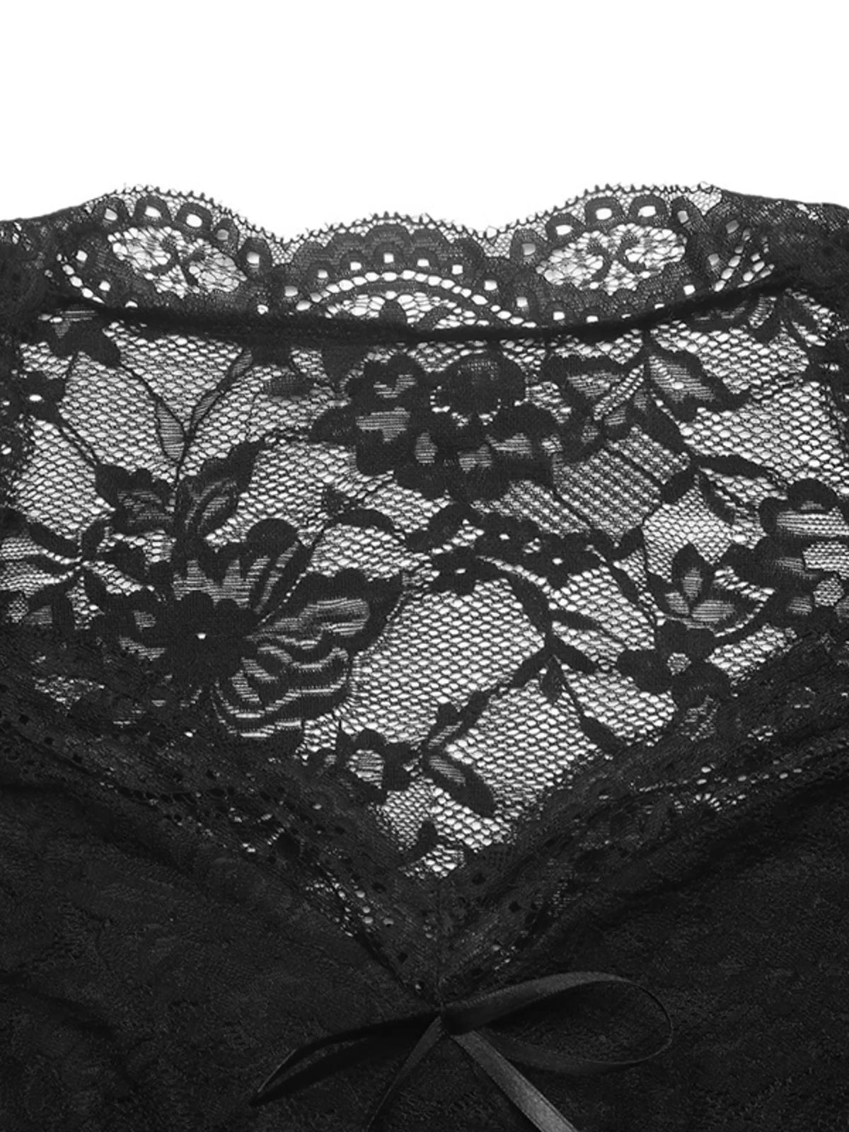 Trendsi Lace Long Sleeve Bodysuit with Bow Detail -