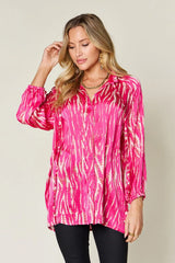 Trendsi Double Take Full Size Printed Button Up Long Sleeve Shirt -