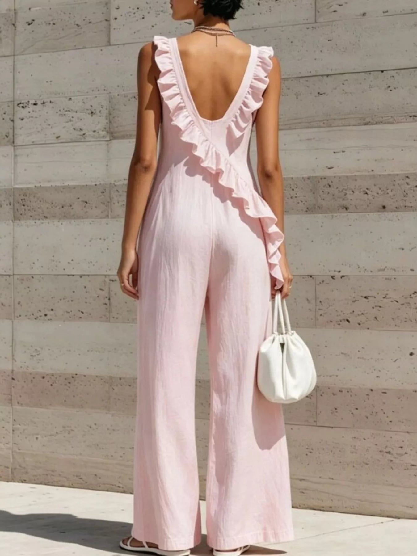 Trendsi Ruffled V-Neck Sleeveless Jumpsuit -
