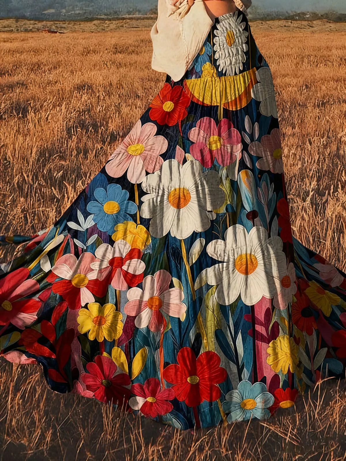 Trendsi Floral Print High-Waisted Maxi Skirt -
