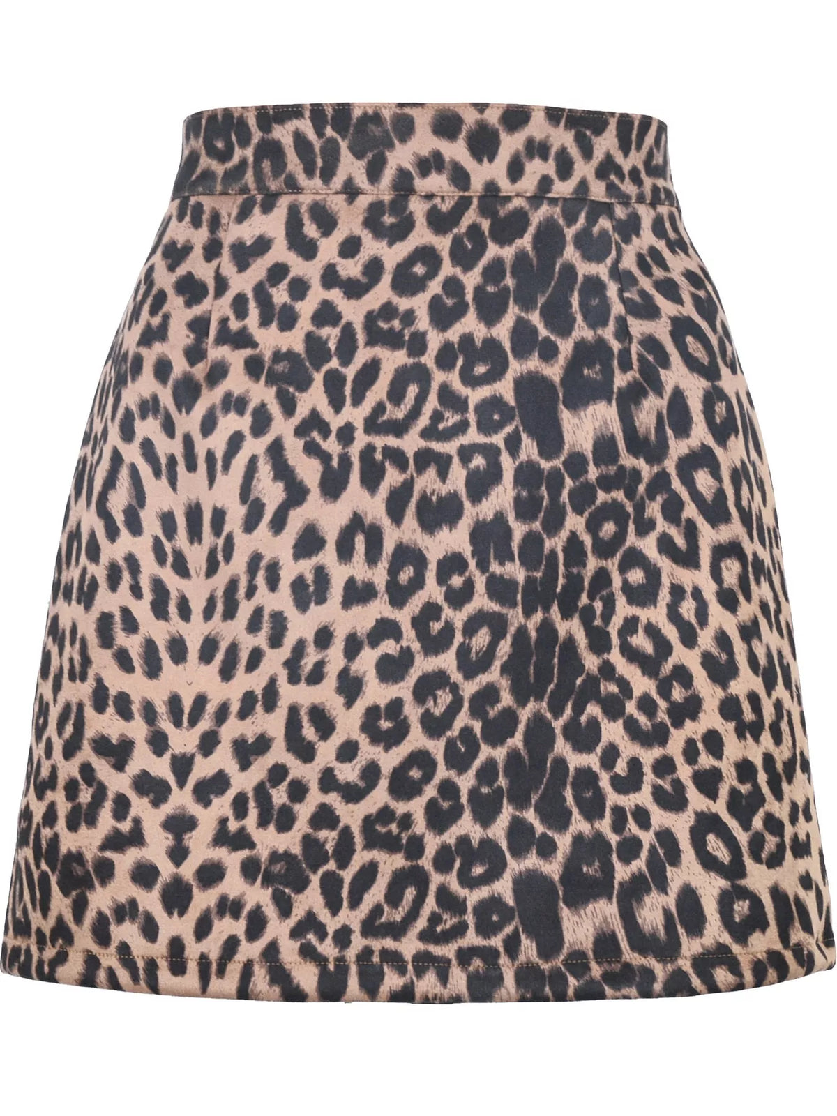 Zip-up mini skirt, light leopard-print flat front