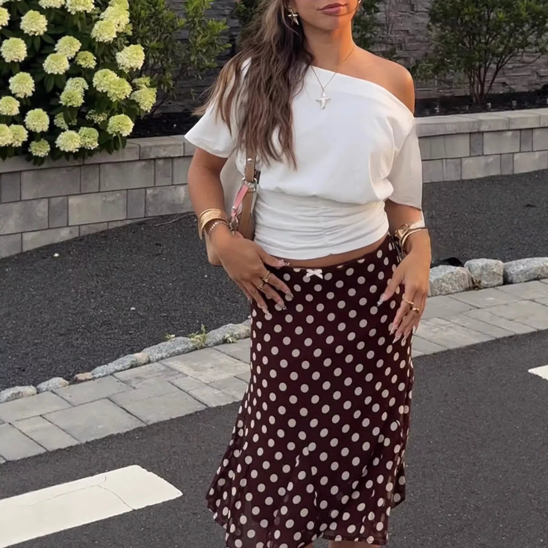 Trendsi Polka Dot Midi Skirt -