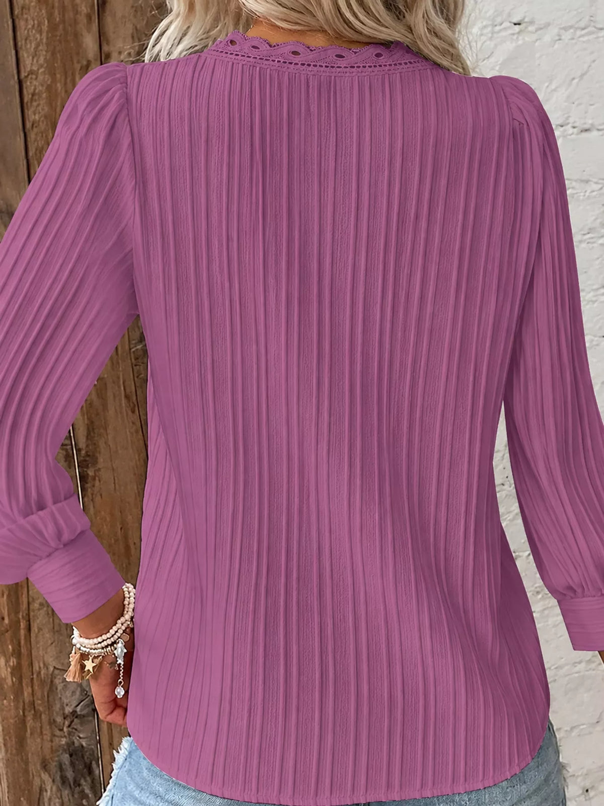 Long-sleeve blouse, back view