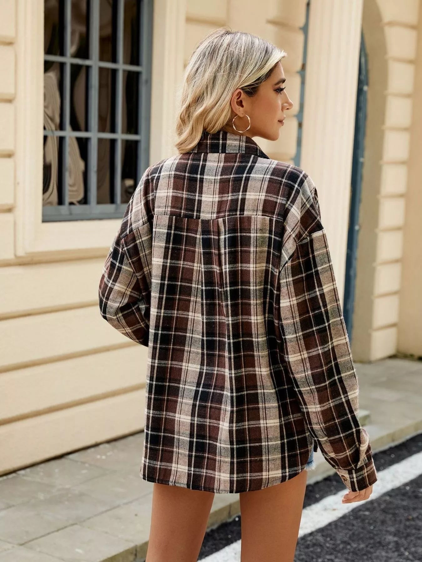 Trendsi Plaid Button Up Shirt -