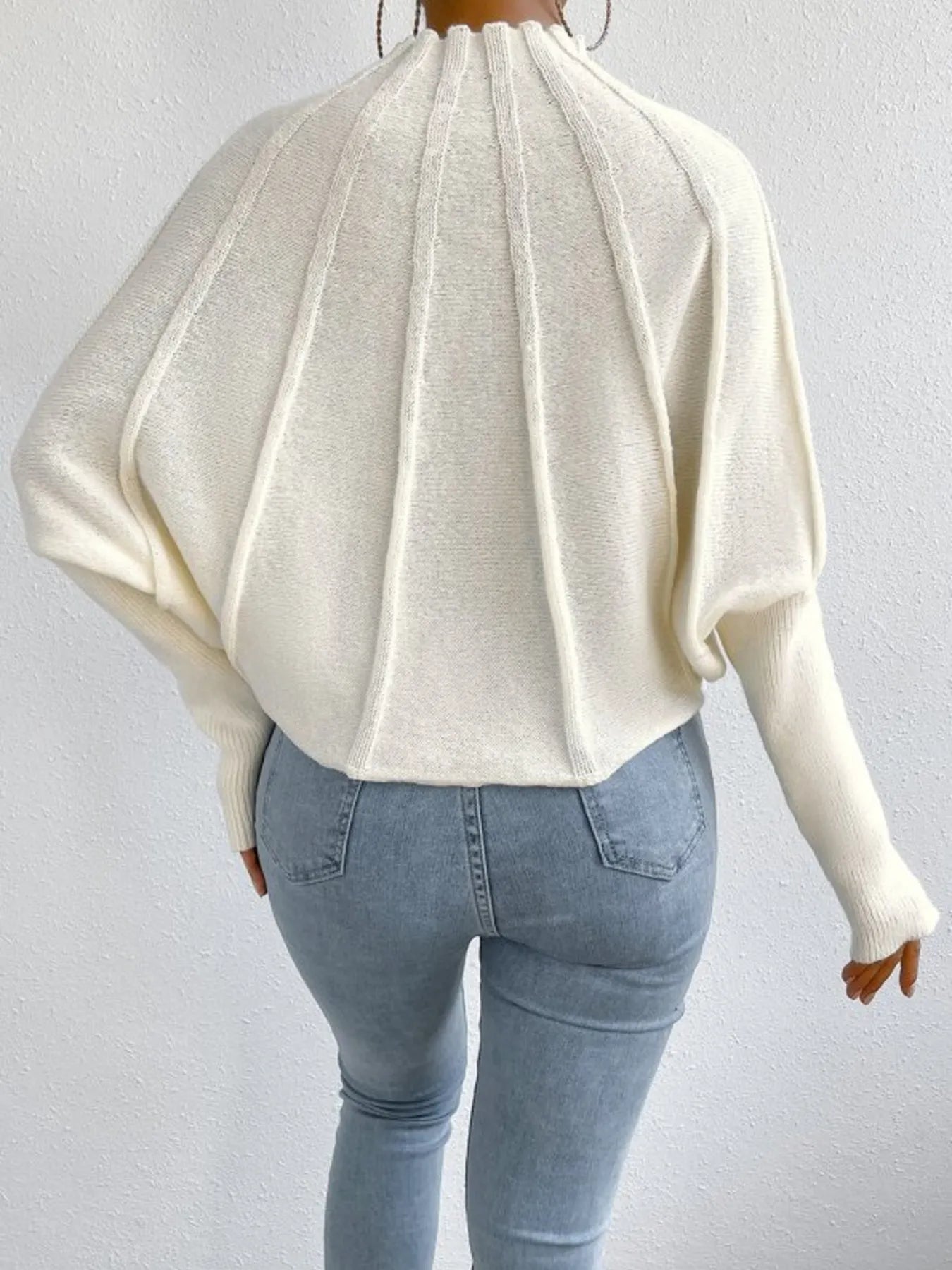 Trendsi Mock Neck Ribbed Long Sleeve Sweater -