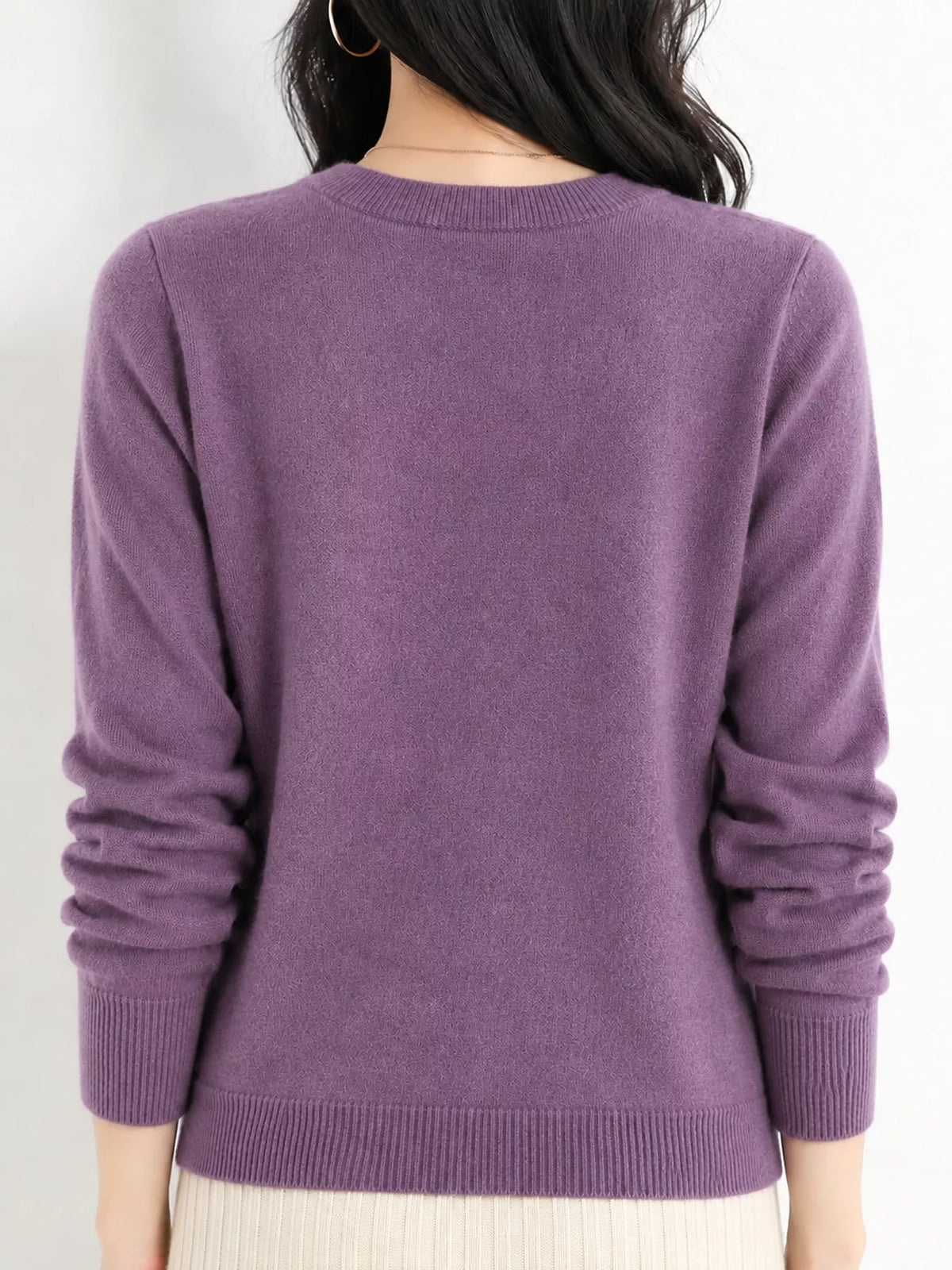 Crew Neck Long Sleeve Sweater — back view