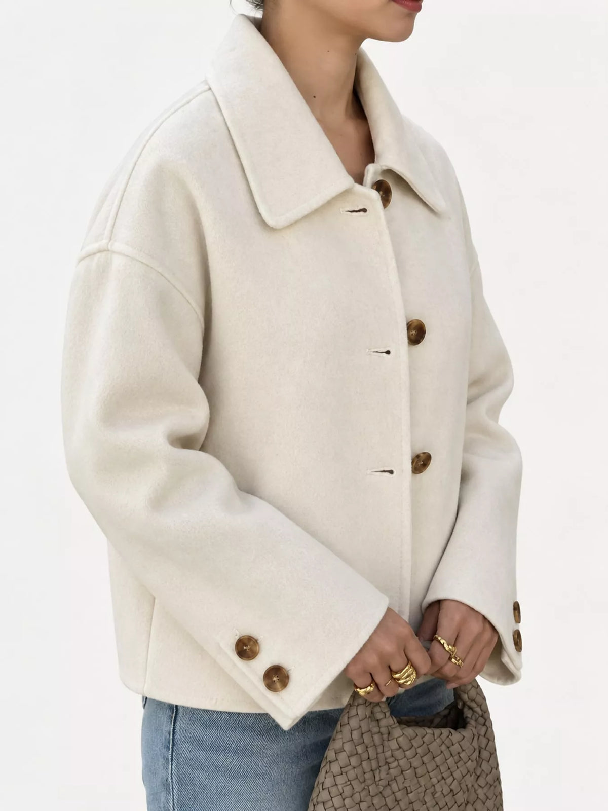 Button-up jacket, ivory side