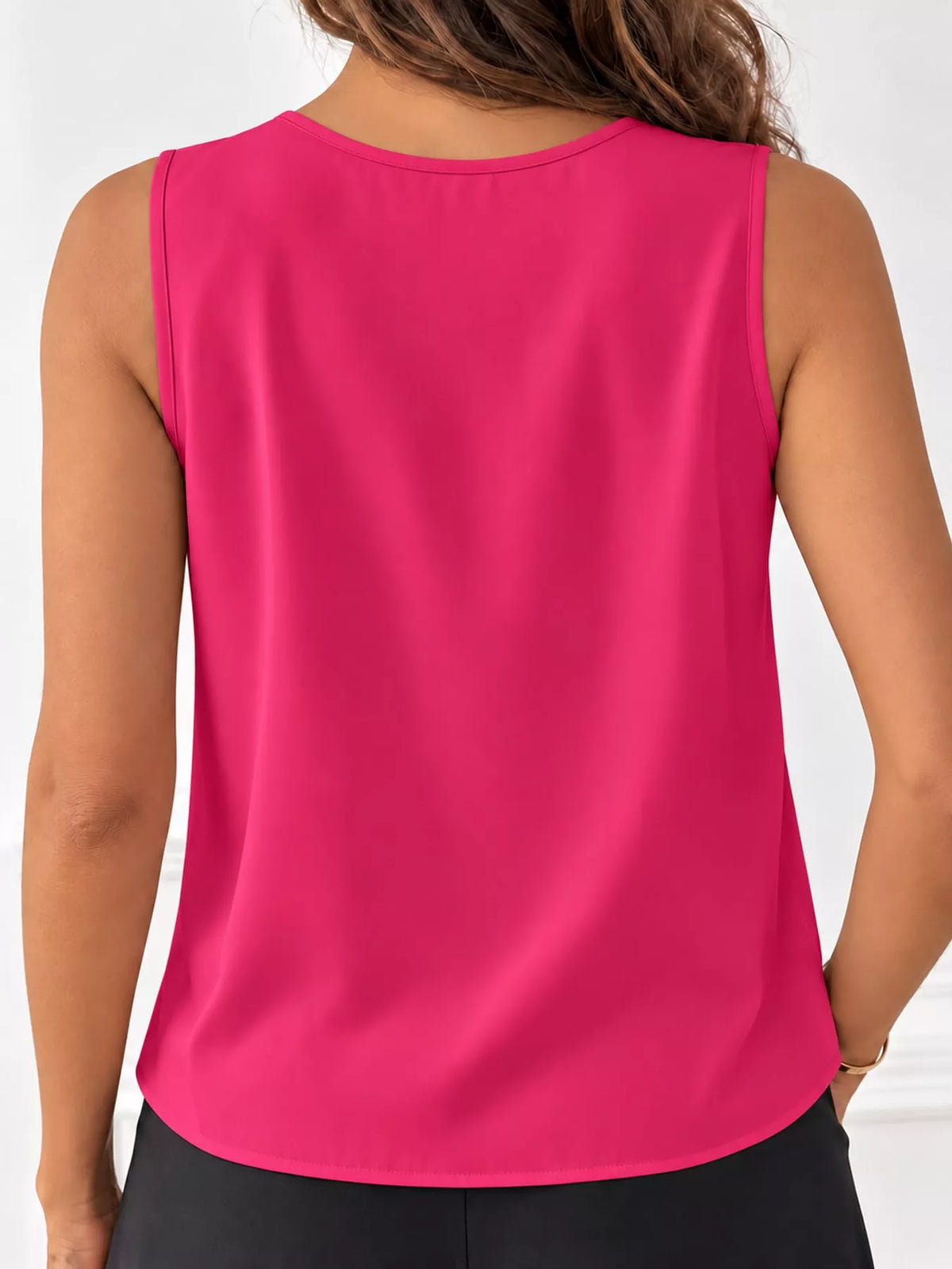 Sleeveless Pleated Blouse — back view