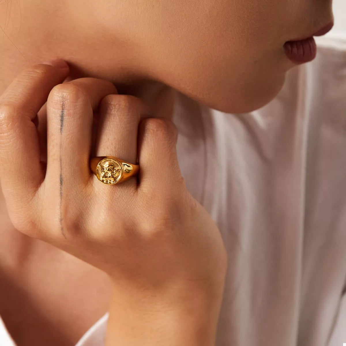 Trendsi 18K Gold-Plated Cupid Ring -
