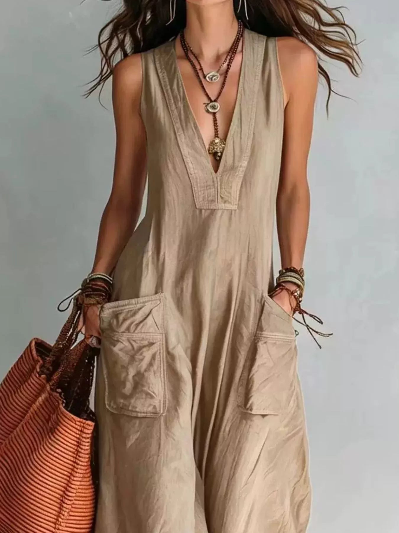 Trendsi Full Size V-Neck Sleeveless Wide-Leg Jumpsuit Plus Size -