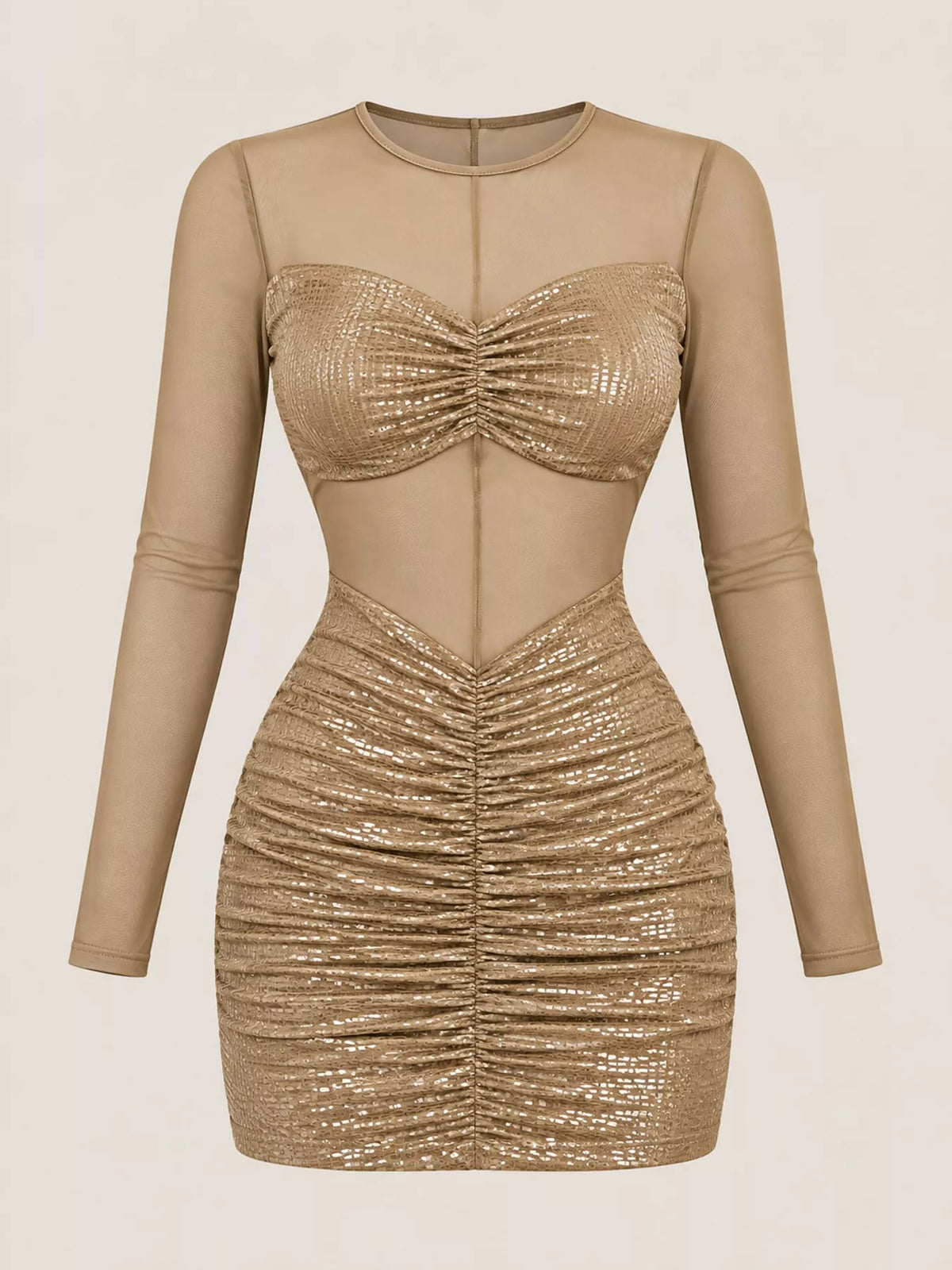 Round neck long sleeve mini dress, product view