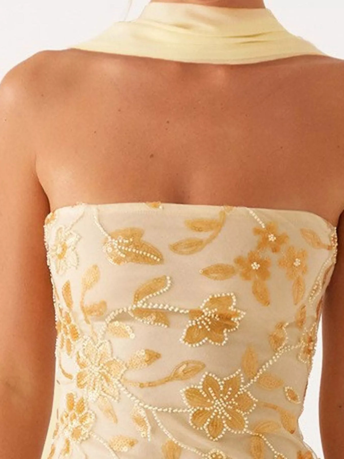 strapless mini dress, construction and design details