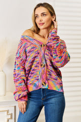 Trendsi Angel Wings Woven Right V-Neck Long Sleeve Cardigan - Shirts