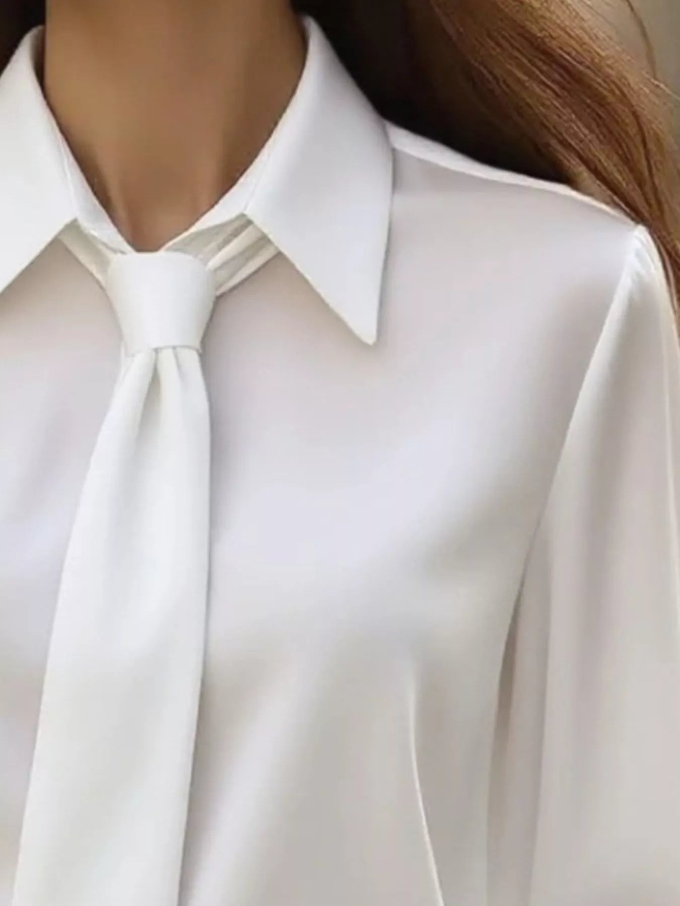 Trendsi Tie-Neck Long Sleeve Blouse -
