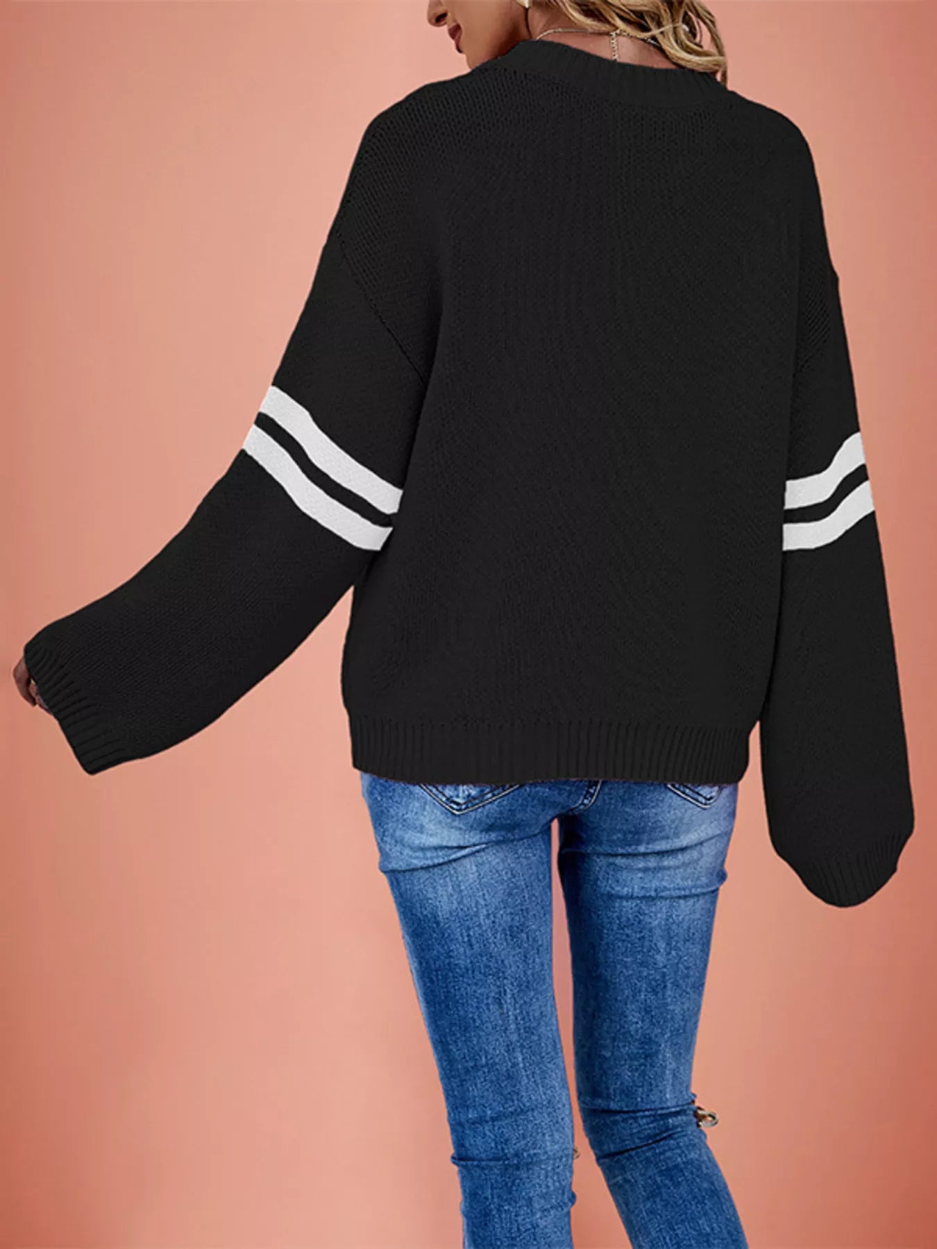 Trendsi Heart Pattern Dropped Shoulder Sweater -