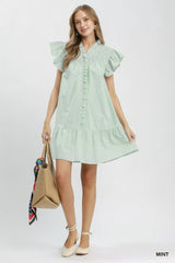 Trendsi Umgee Stripe Smocked Yoke Ruffle Dress -