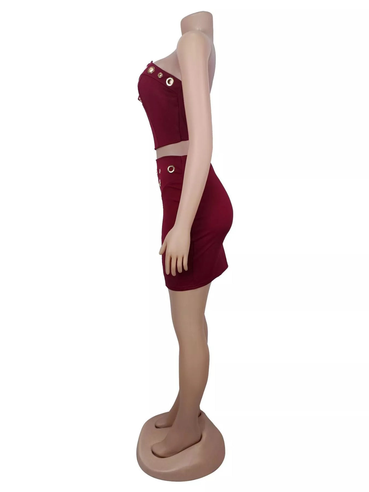 Trendsi Grommet Crop Top and Mini Skirt Set -