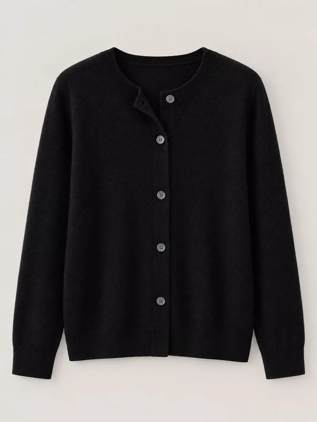 Ribbed cardigan, black hanging front