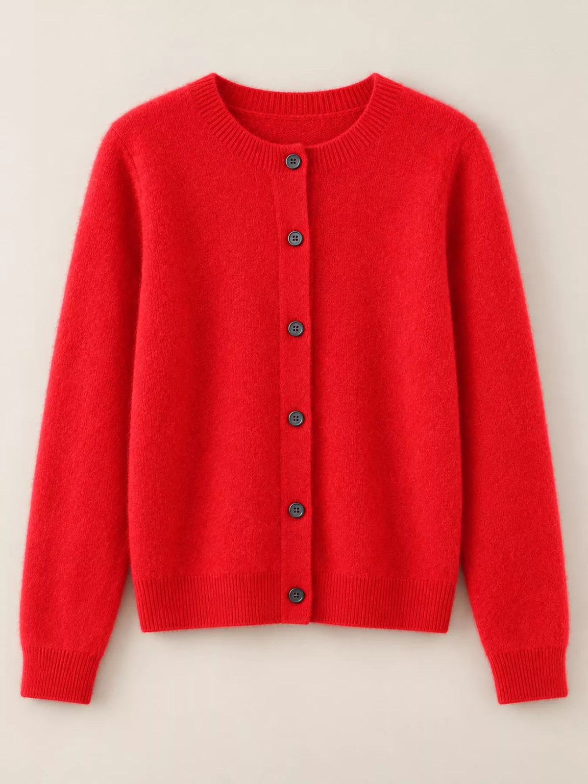 Ribbed cardigan, red hanging front