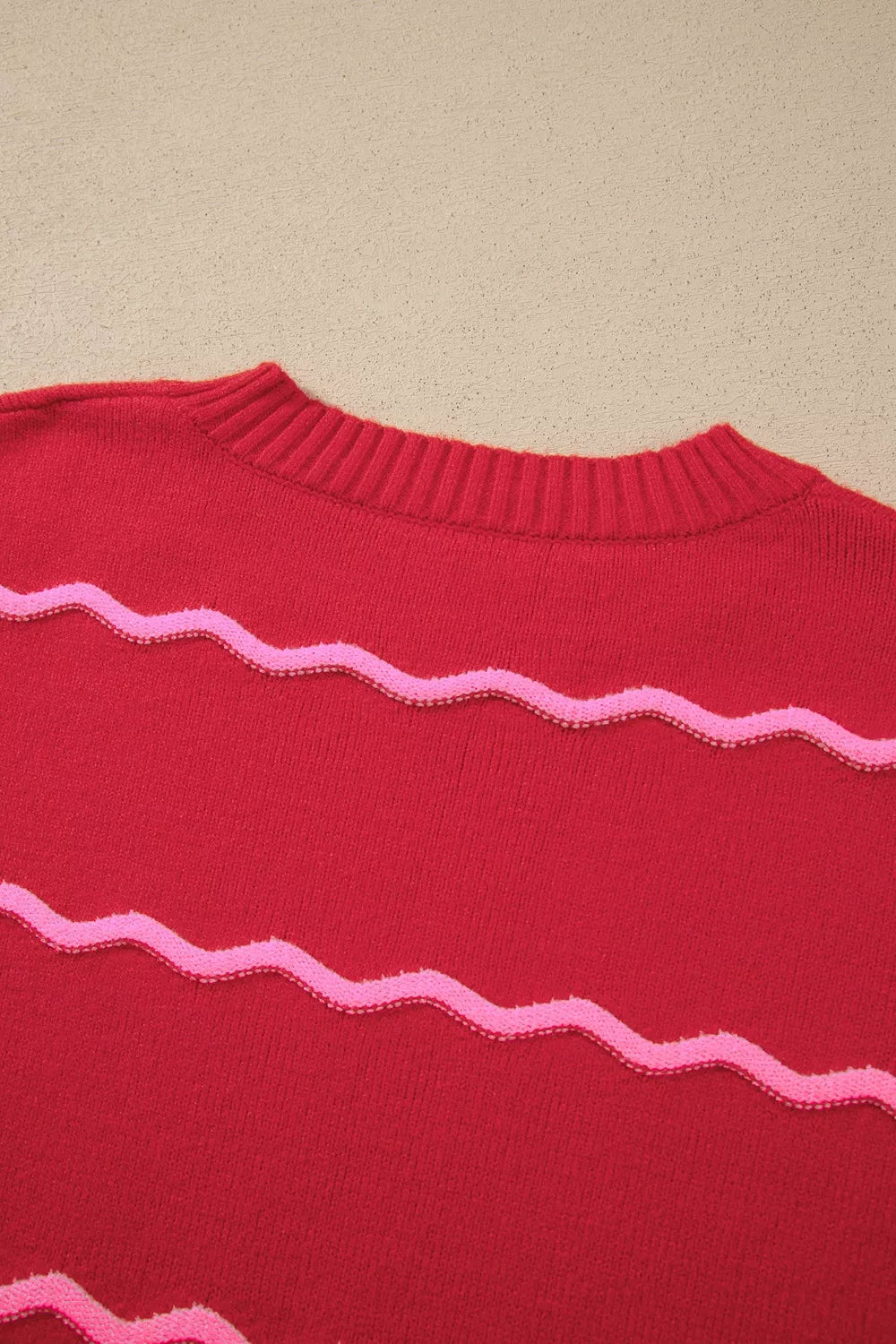 Trendsi Striped Round Neck Long Sleeve Shift Pullover Sweater -