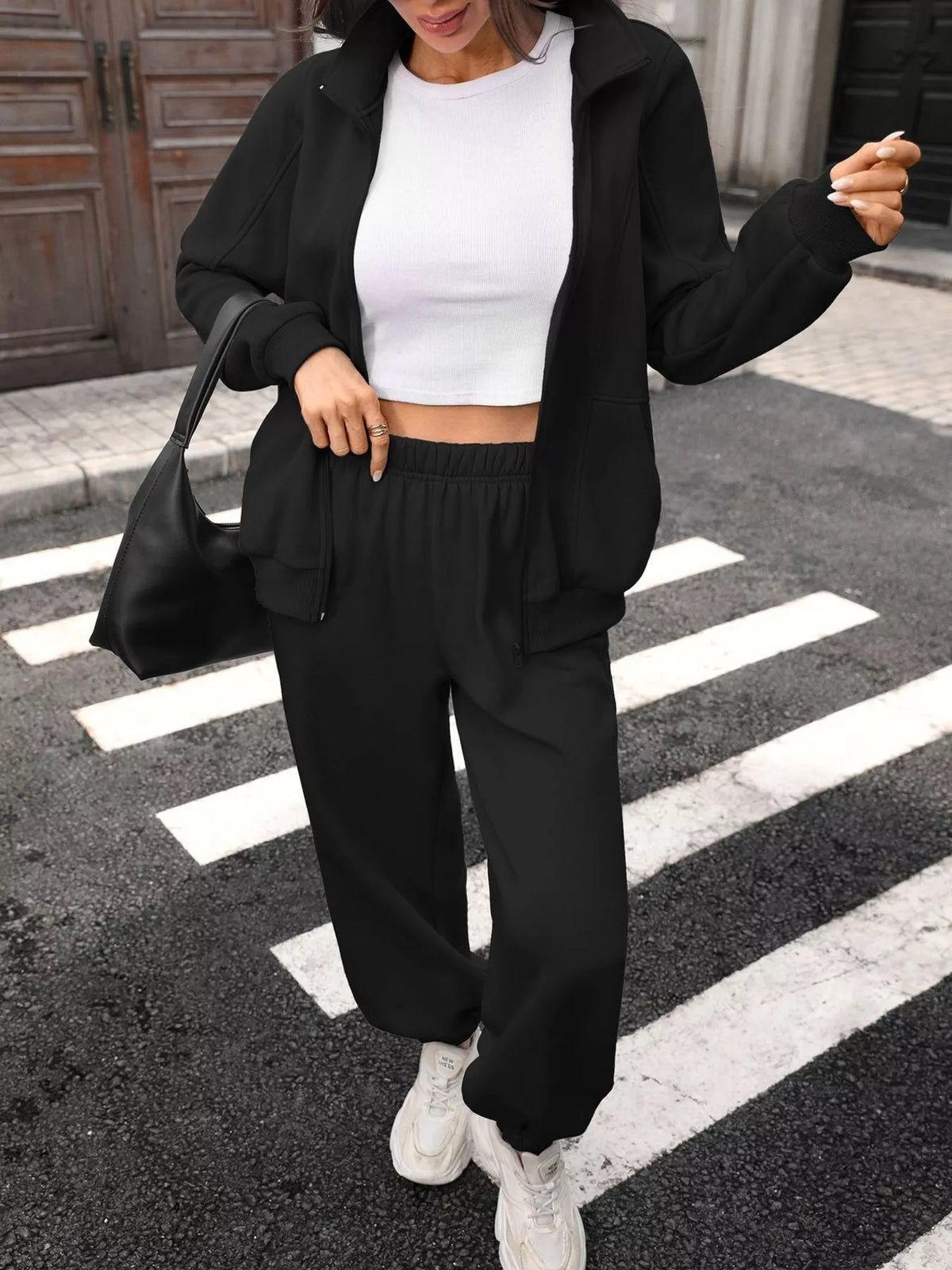 Trendsi Zip-Up Long Sleeve Top and Pants Set -