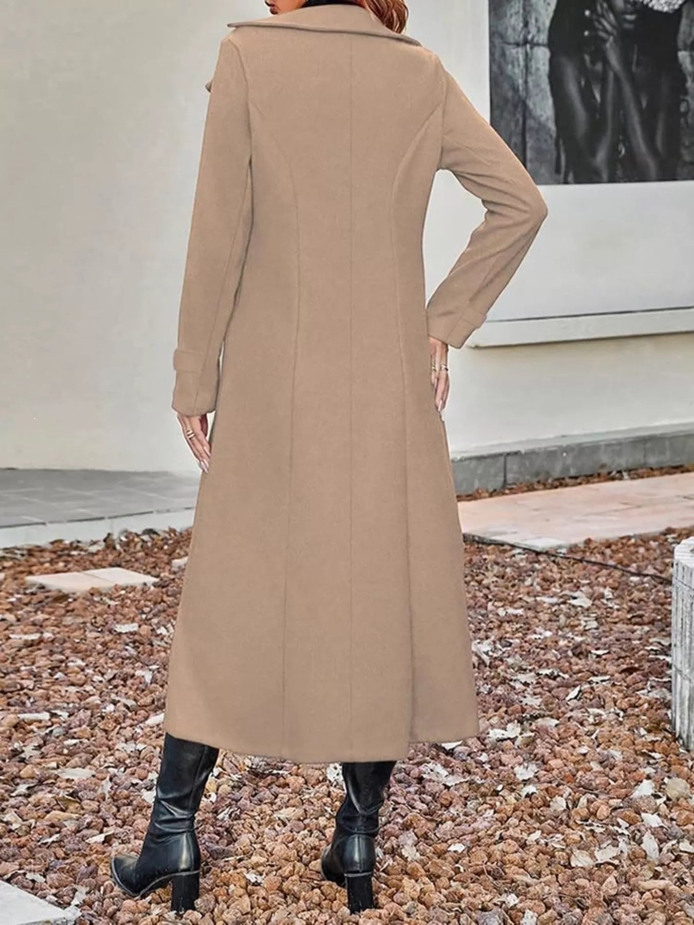 Trendsi Full Size Double-Breasted Longline Trench Coat Plus Size -