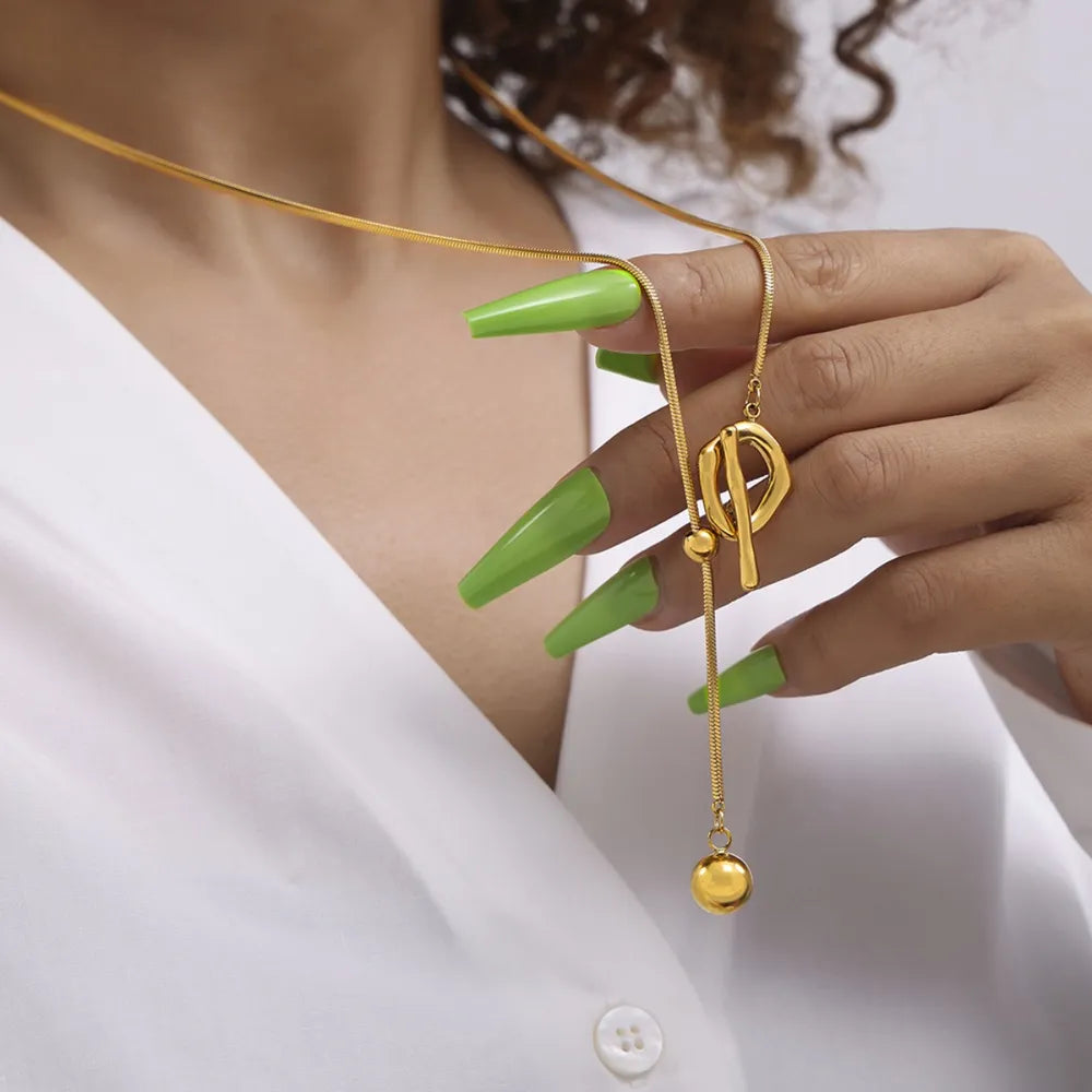 Trendsi Stainless Steel Bead Necklace -