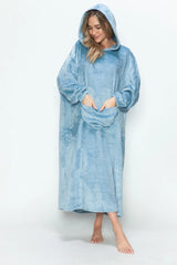 Trendsi Double Take Full Size Pocketed Hooded Midi Lounge Dress -