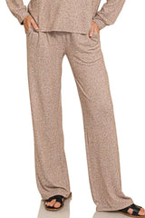 Trendsi Zenana Soft Melange Long Sleeve Tee & Pants Set -