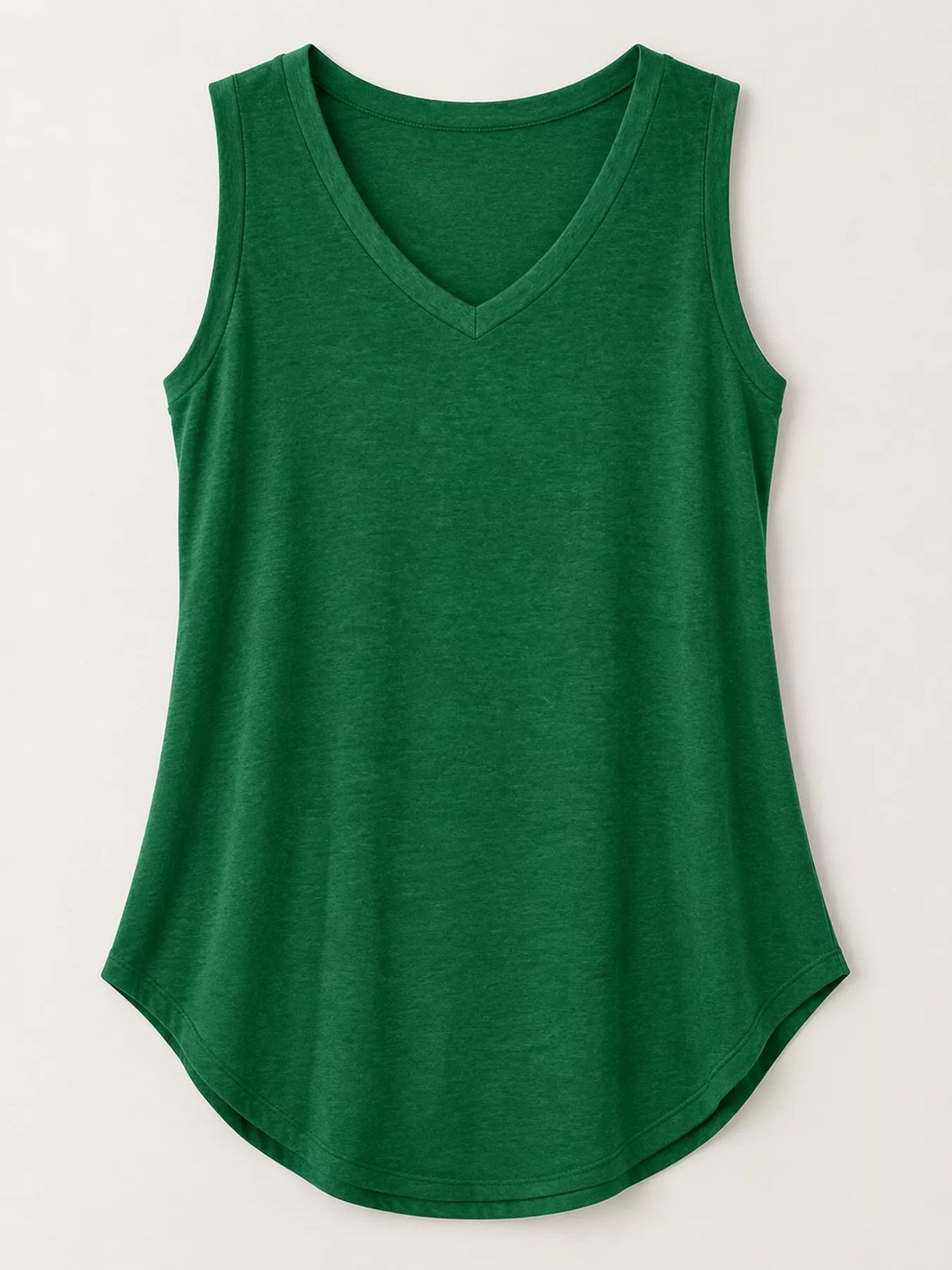 Green v-neck loose fit tank top