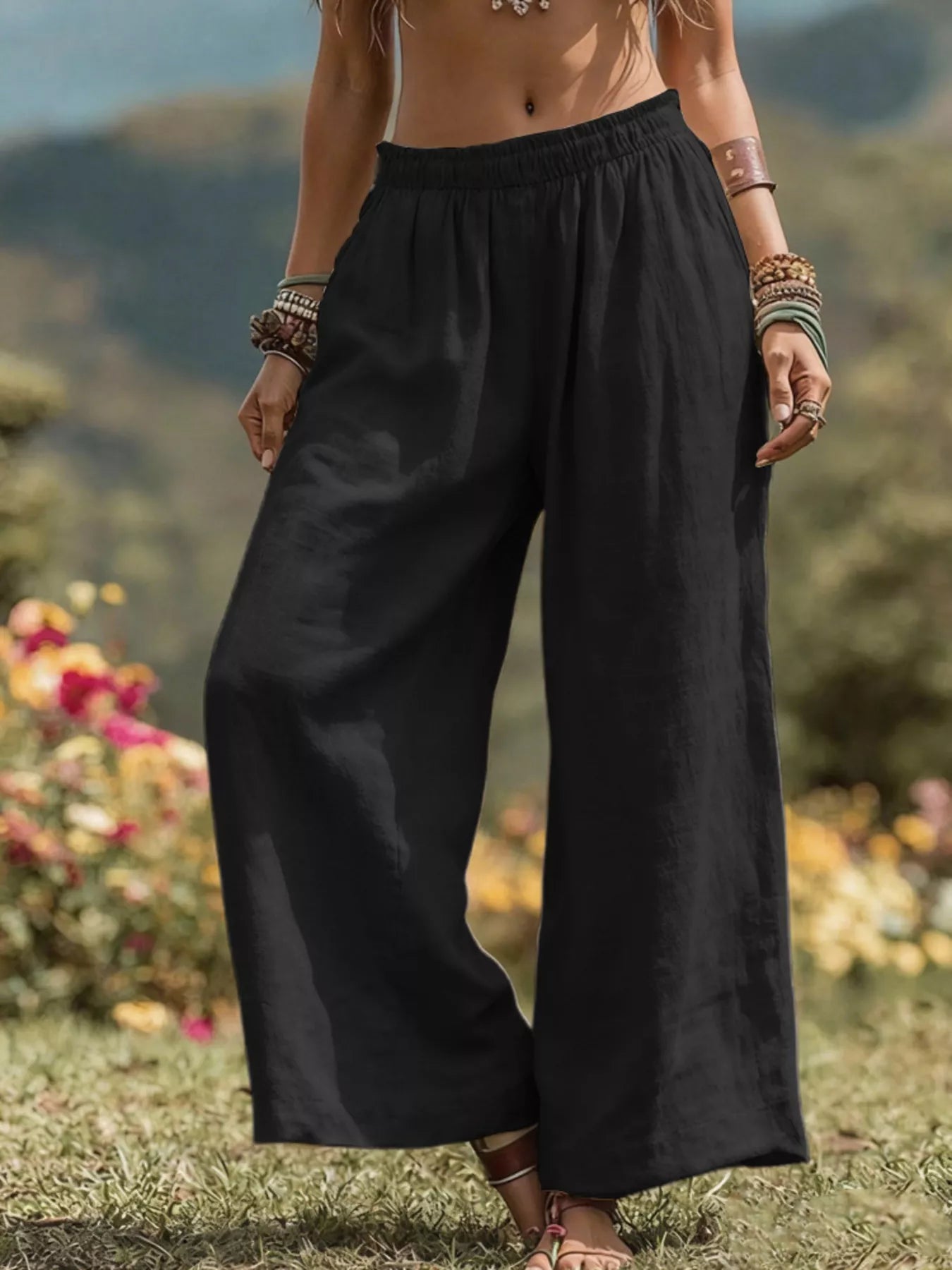 Trendsi Full Size Bohemian Wide-Leg Pants Plus Size -