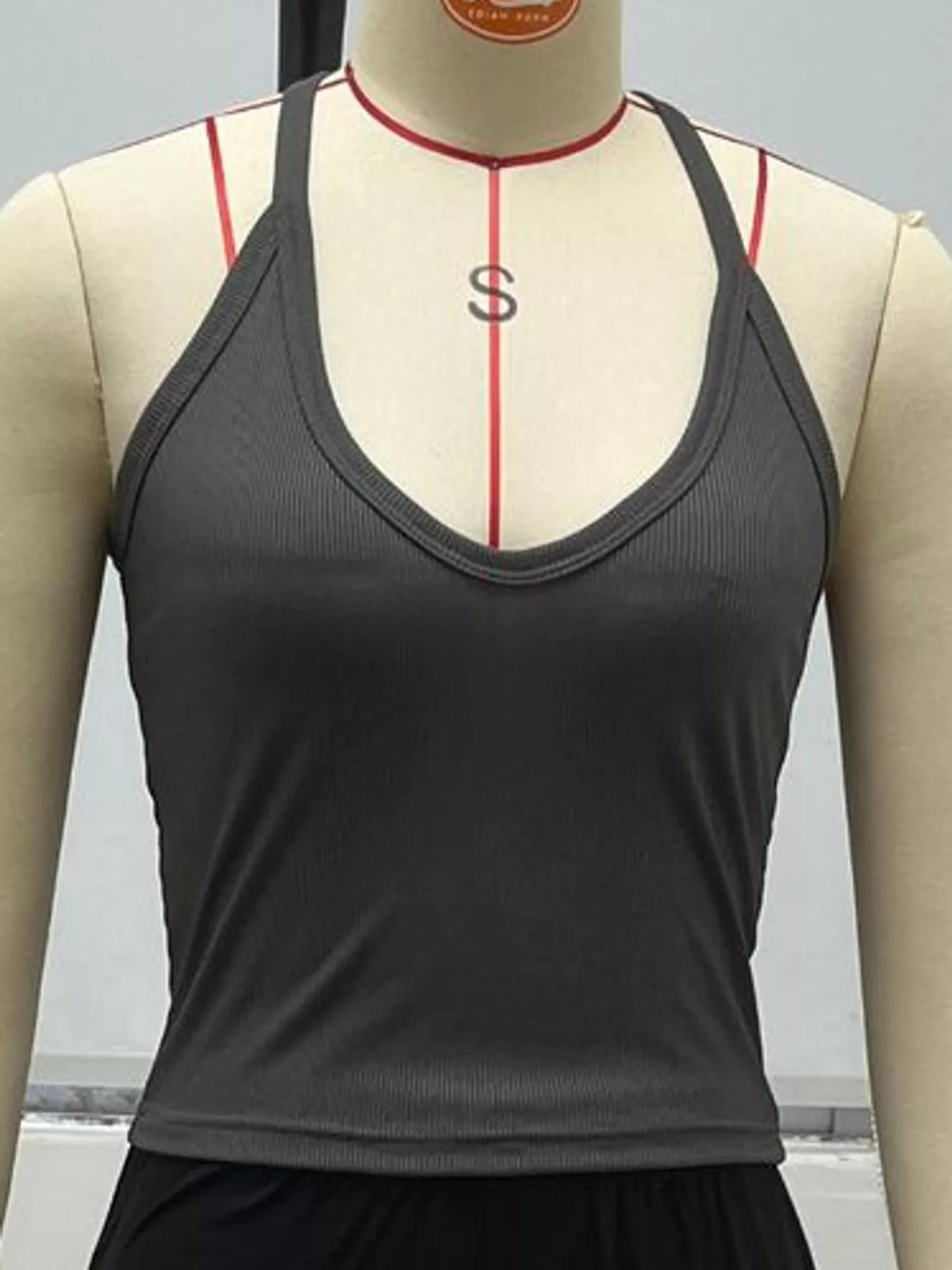 Dark Gray ribbed scoop neck tank