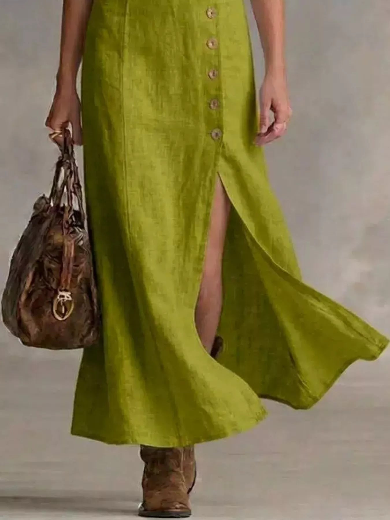 Trendsi Slit Button-Down Midi Dress -