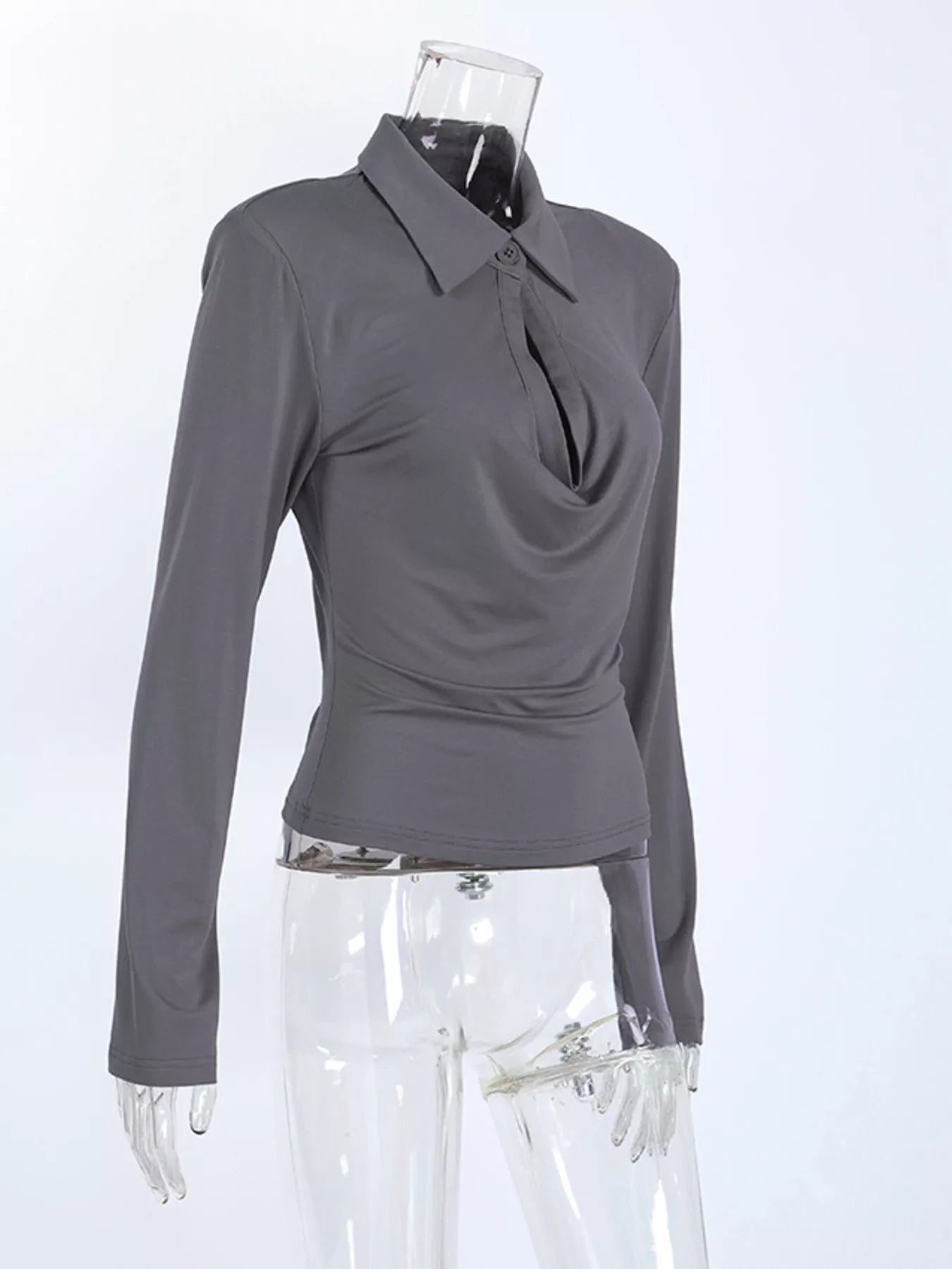 Trendsi Long-Sleeve Slim-Fit T-Shirt with Cutout Detail -