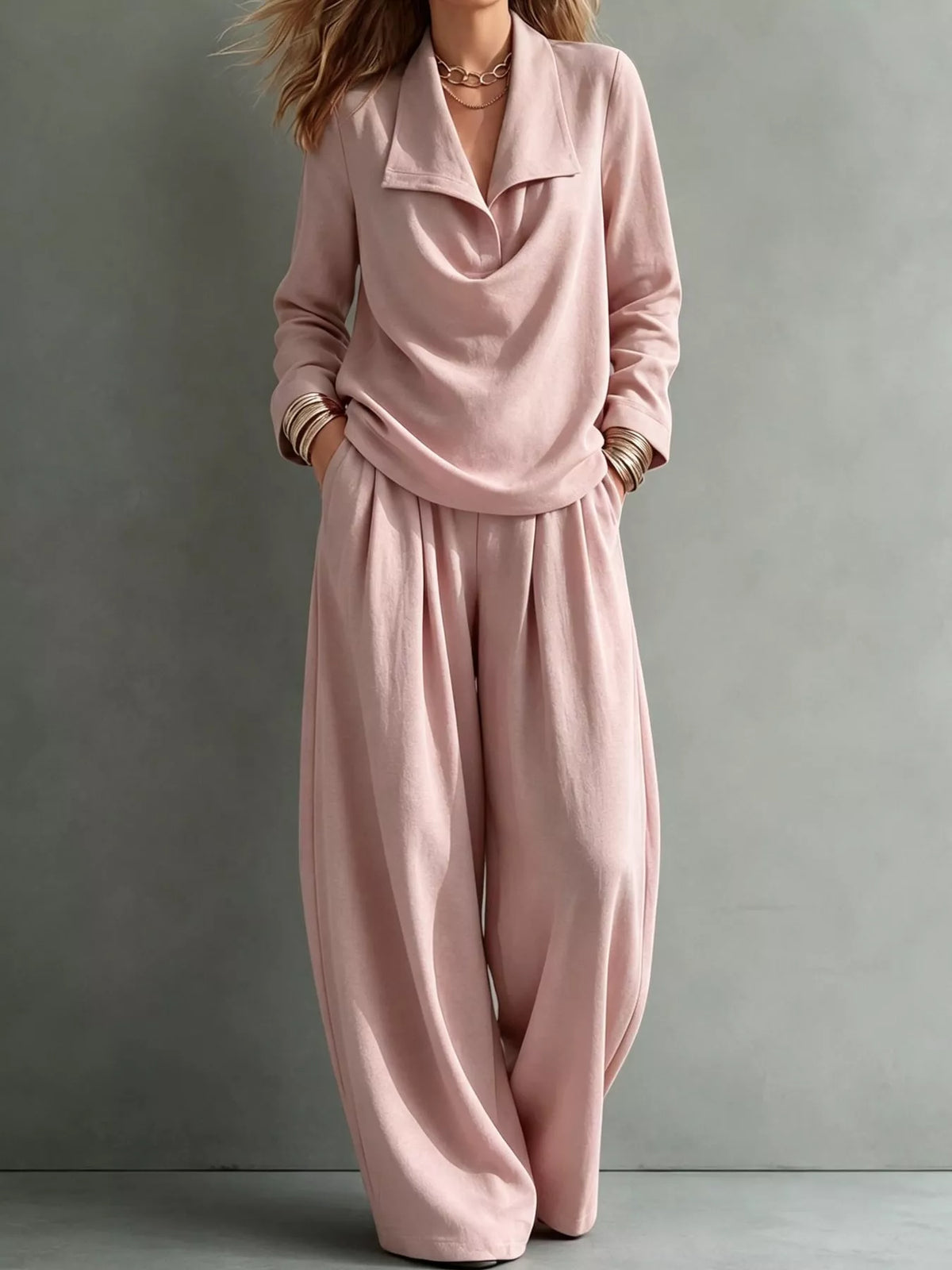 Top and Wide-Leg Pants Set — front view