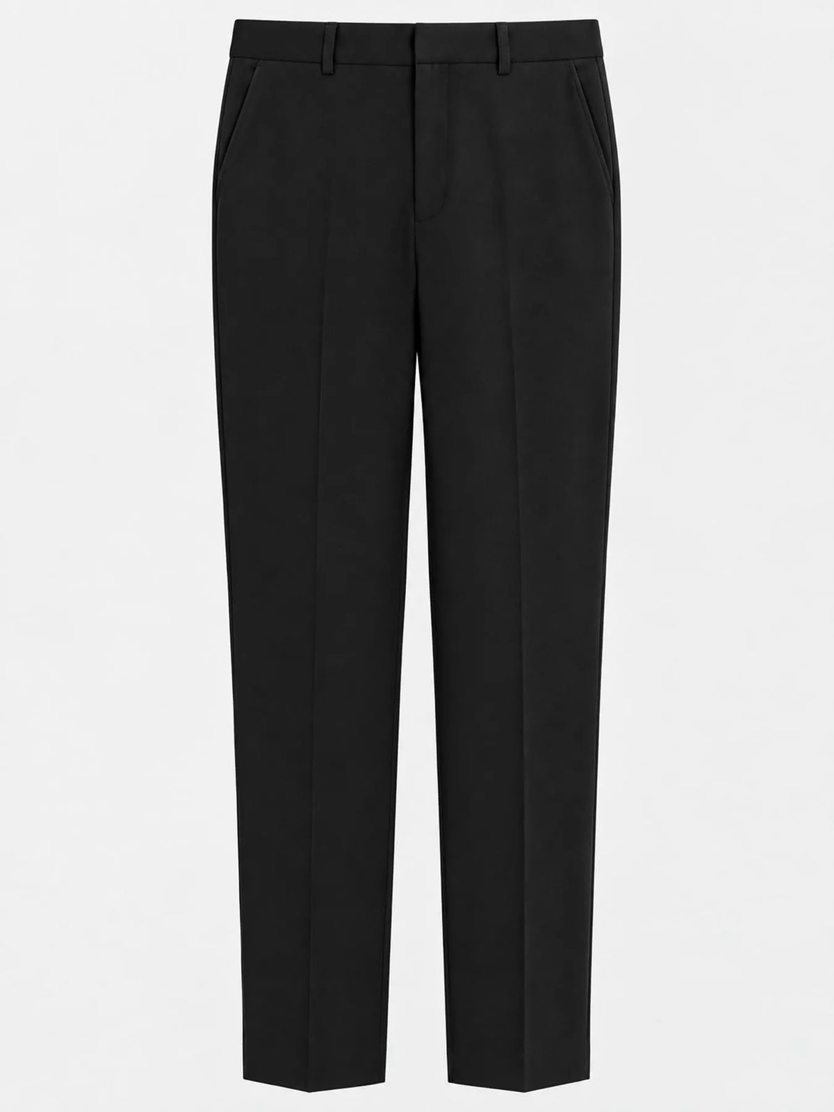 Straight-leg pants, black flat front