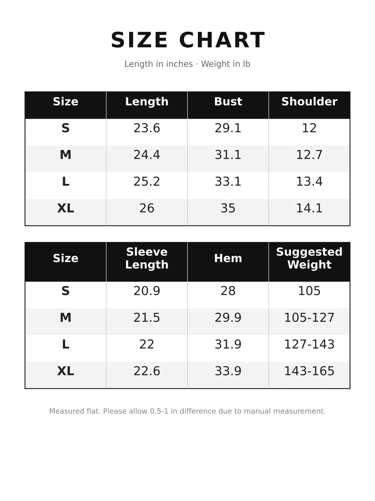 Size chart for mock neck cold-shoulder t-shirt