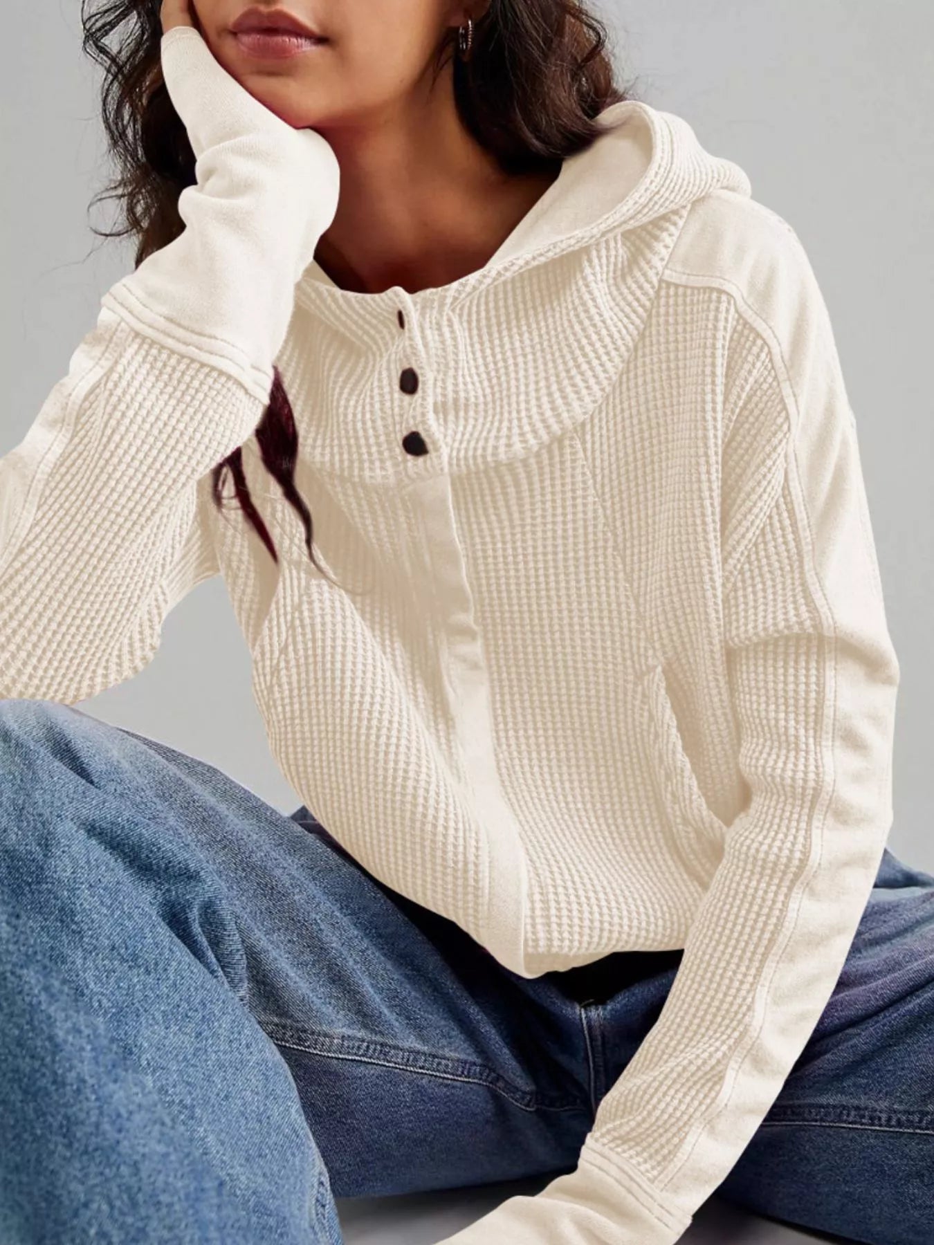 Trendsi Waffle Knit Zip-Up Jacket -