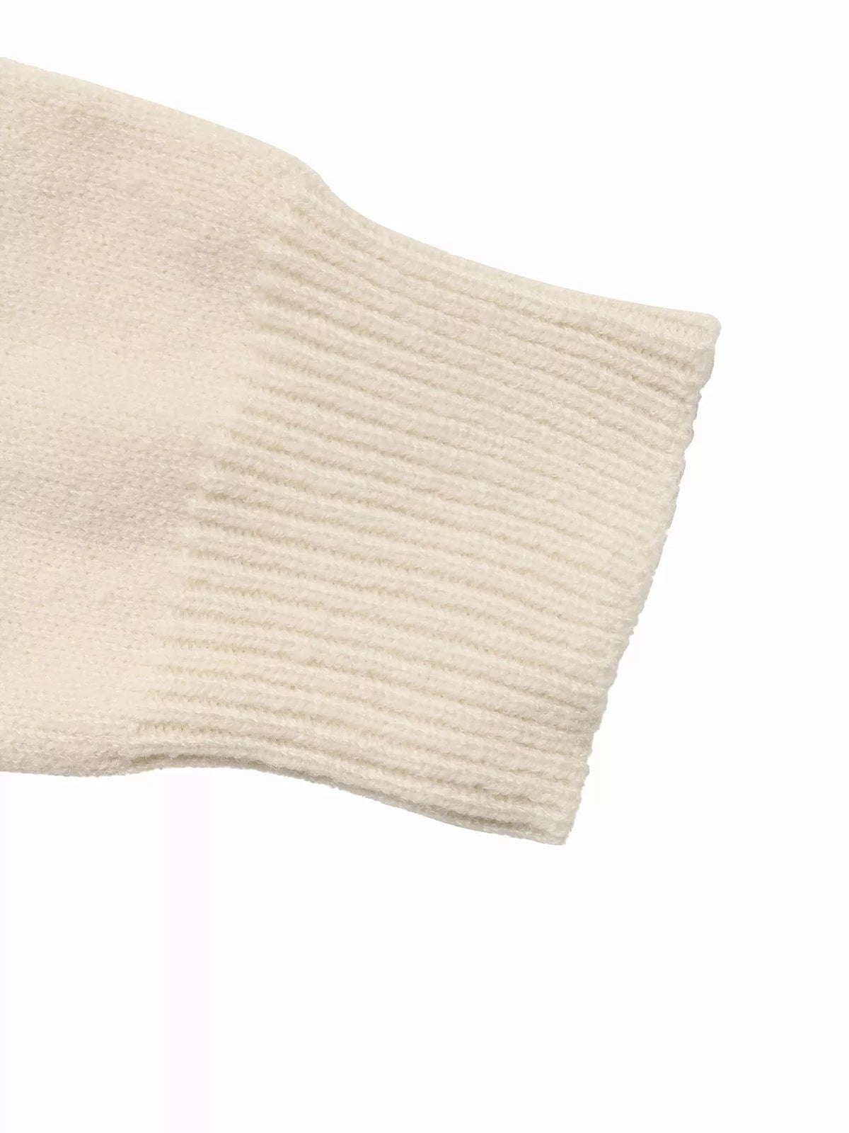 Cream heart-patterned crew neck sweater, ribbed cuff detail