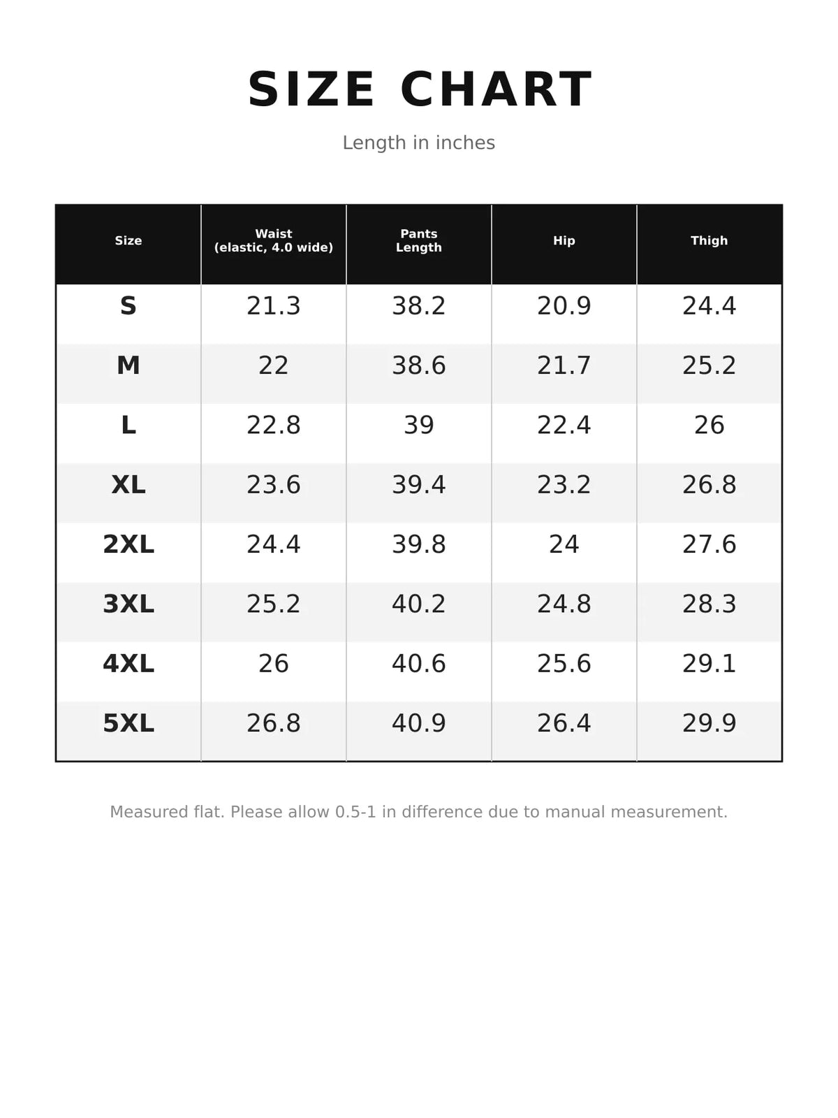 Drawstring Wide-Leg Cargo Pants — size and measurement chart