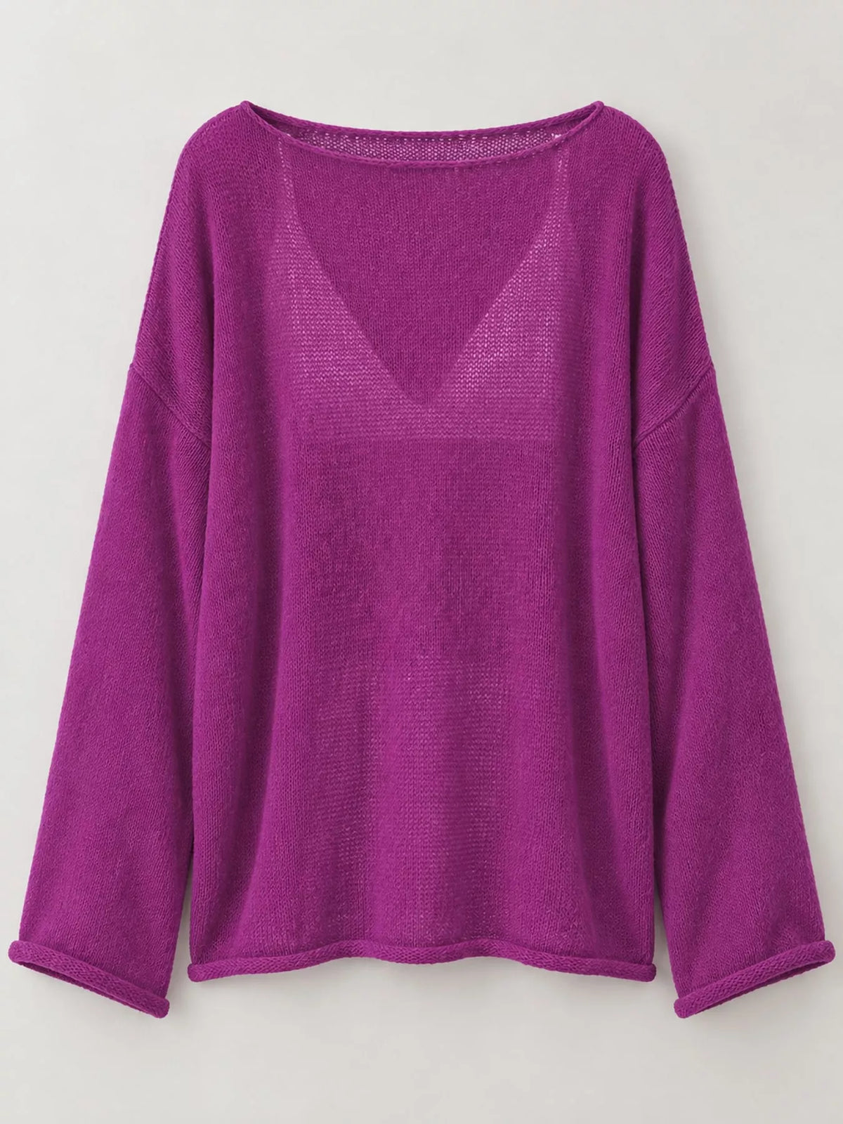 Knit cover-up, purple flat lay