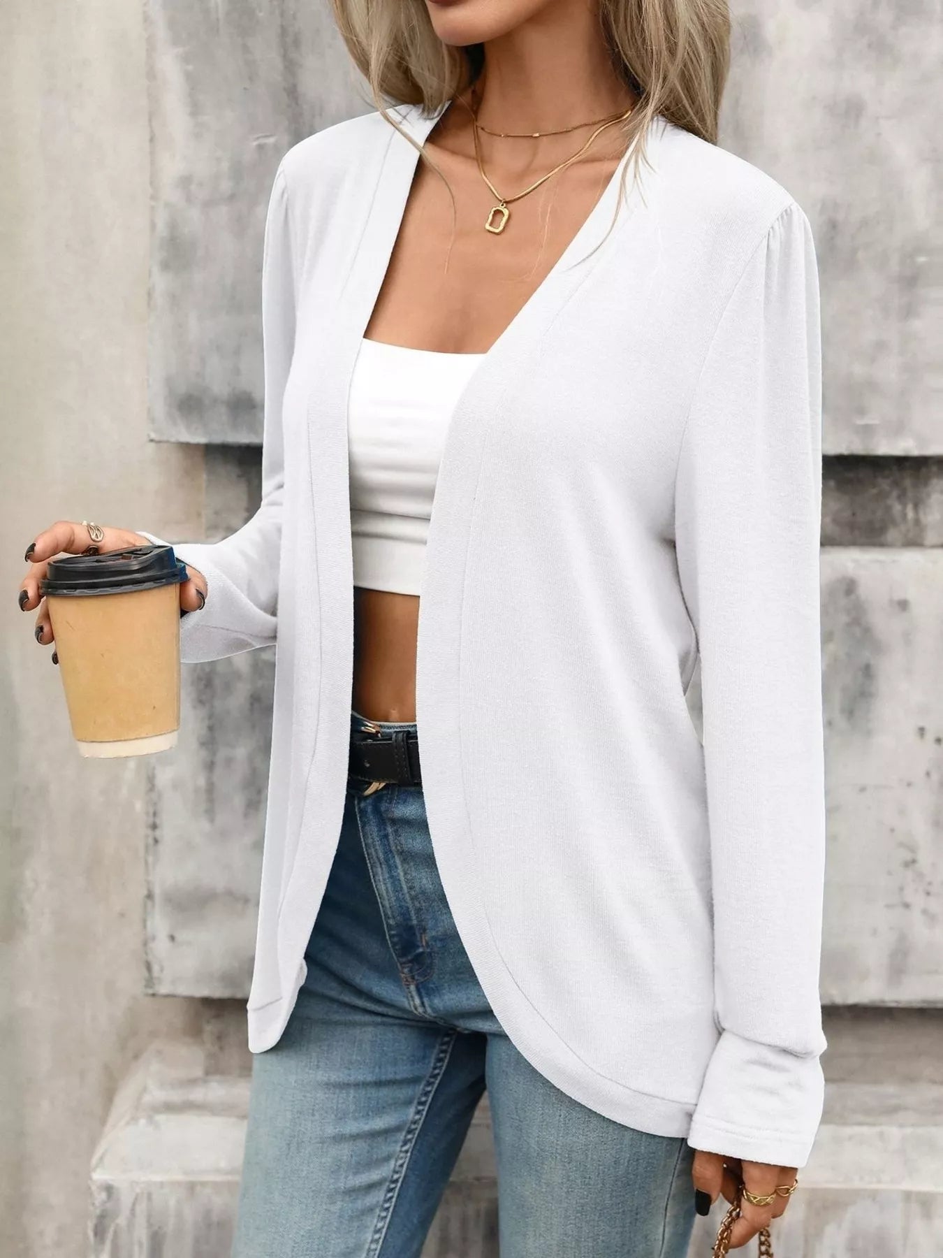 Trendsi Open Front Long Sleeve Cardigan -