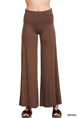 Trendsi Zenana Fold Over Waist Comfy Wide Leg Pants -