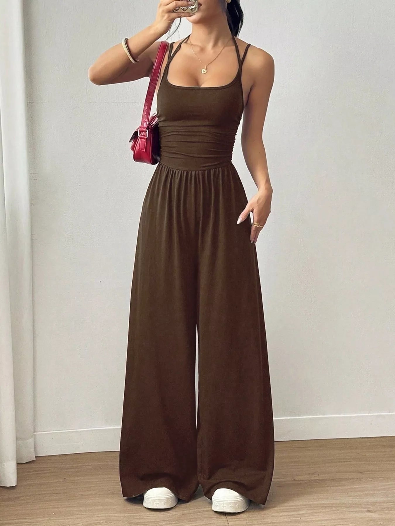 Trendsi Spaghetti Strap Wide-Leg Jumpsuit -