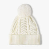 Trendsi Cable Knit Solid Color Hat with Pompom -