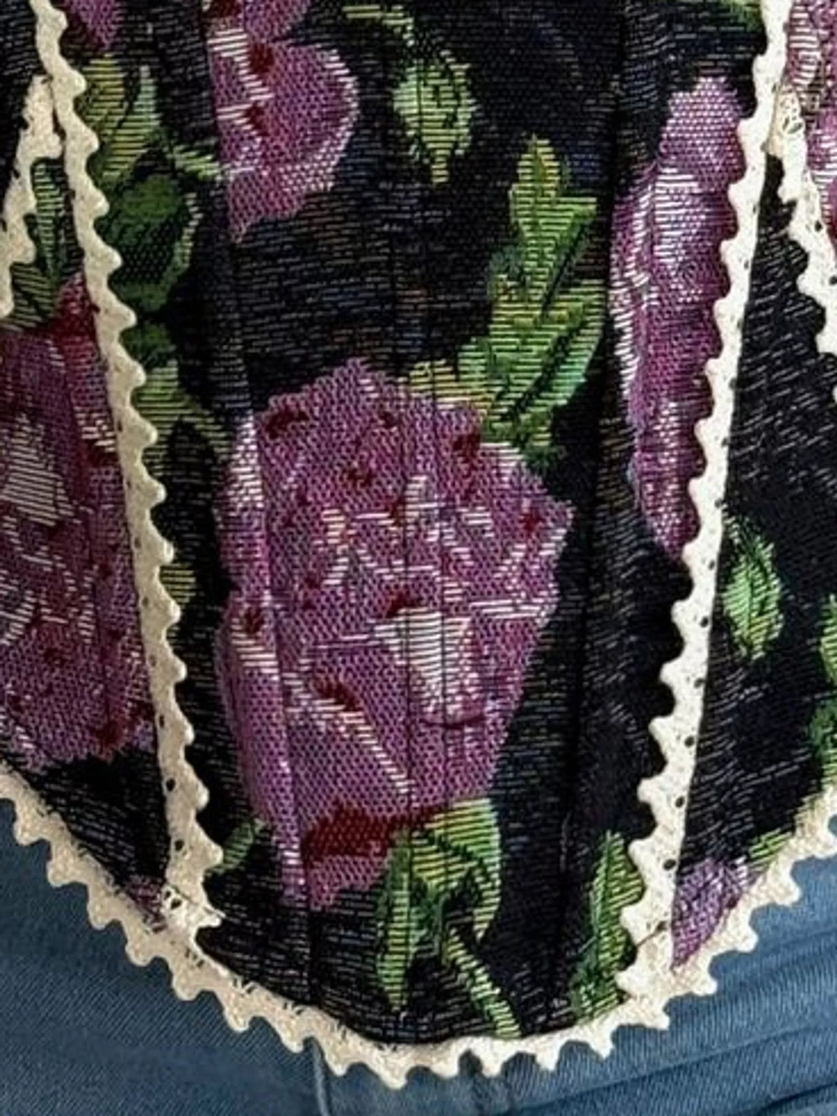 Blackish Purple lace up back printed cami, detail view