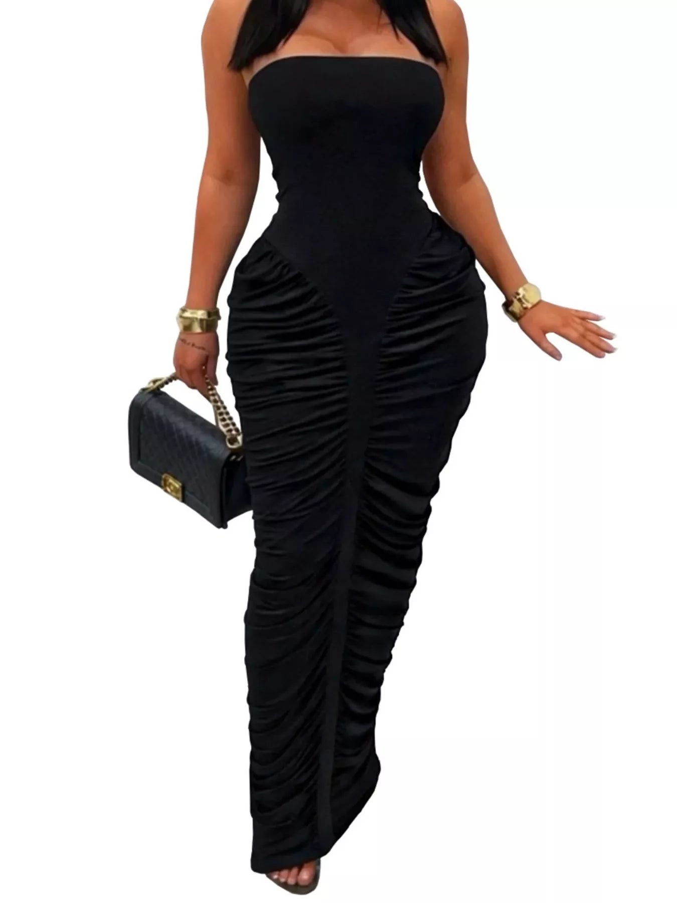 Trendsi Strapless Ruched Bodycon Maxi Dress -